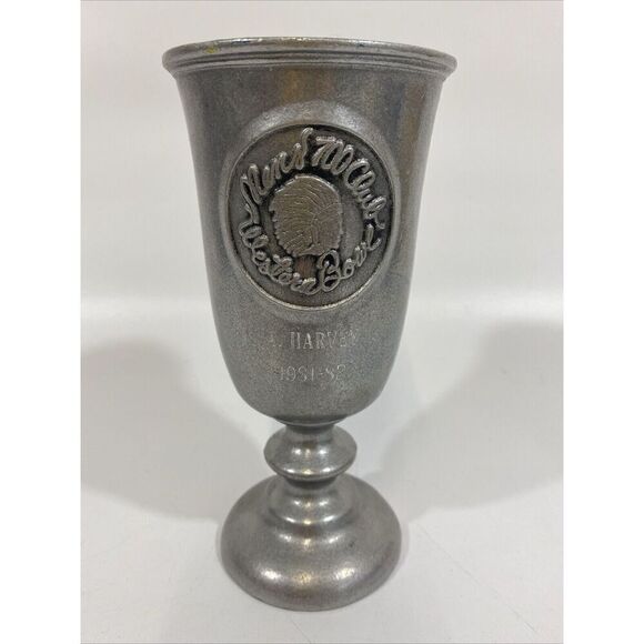 RWP Vintage Pewter Bowling Trophy “Western Bowl” Chalice Goblet 1981 Chief 7”